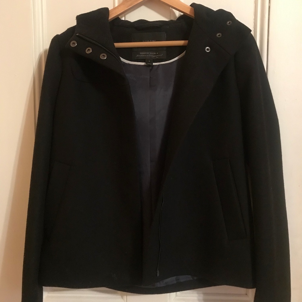 J.Crew Dark Navy Melton Wool Jacket, Size 0, NWOT